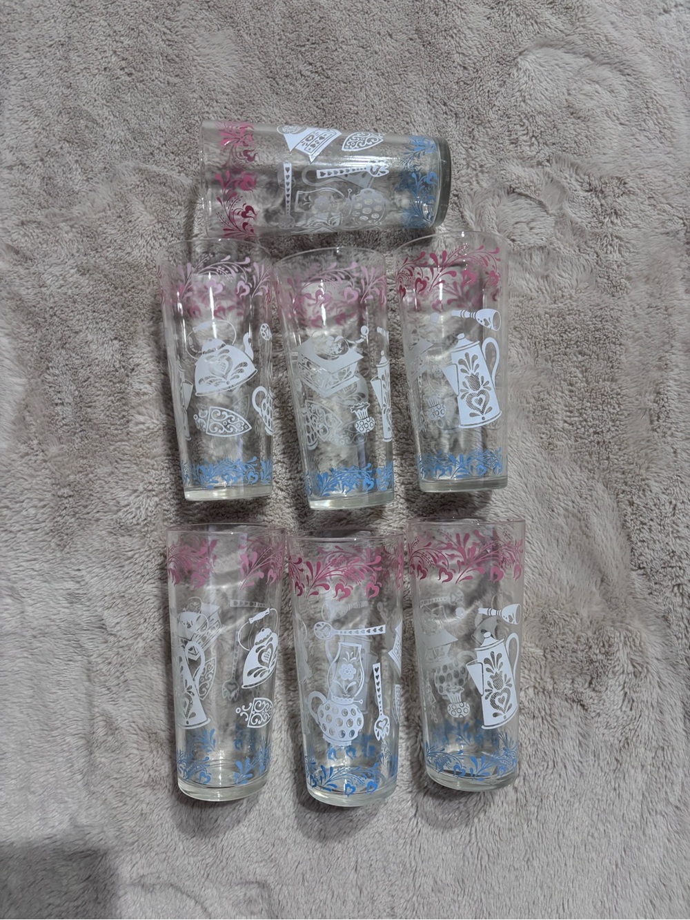 Decorative Pink & Blue Glass Tumbler Set - Home Party Supplies